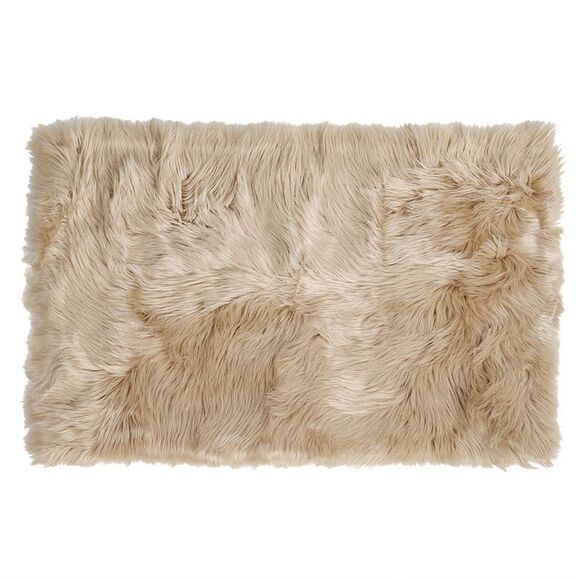Soft Faux Fur Rug Indoor Fluffy Area Rugs Rectangle Floor Mat 2 x 3ft Khaki - Picture 1 of 6